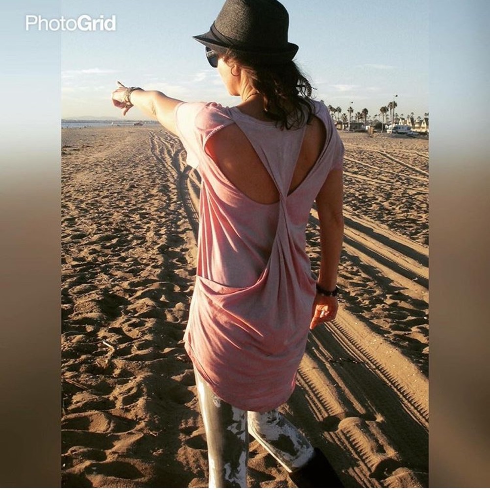 Pink top with twist-tie back